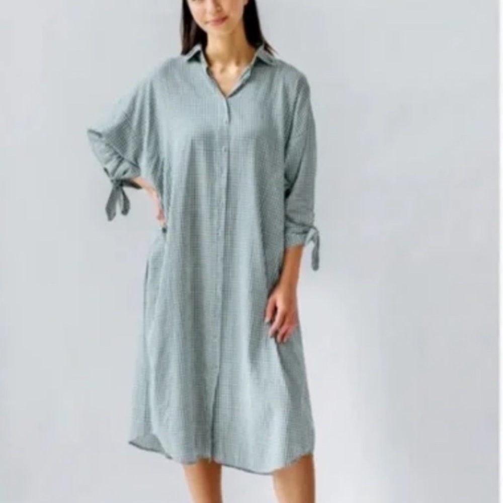 Mirth Kyoto House Dress Green Gingham - Size S